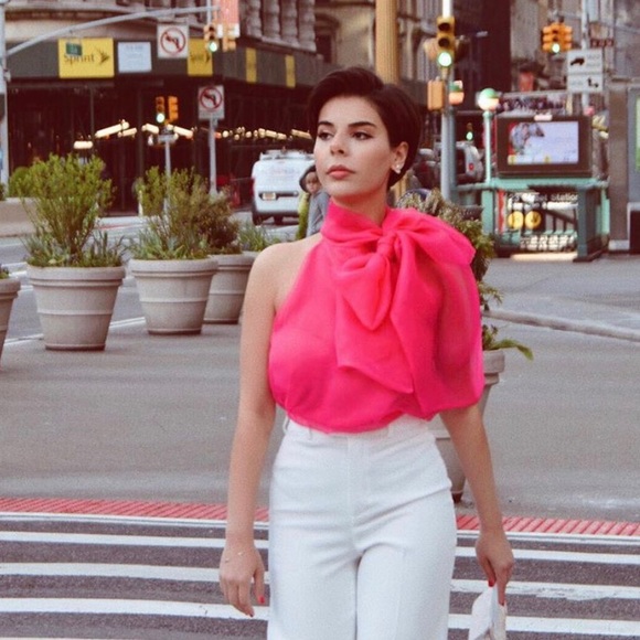 BLOGGERS FAV ZARA SEMI SHEER BLOUSE WITH TIE BOW - Picture 5 of 8